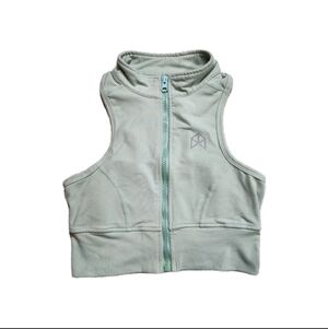 RawGear Women’s XS Zip Front Sports Bra - Mint Green - High Neck Crop